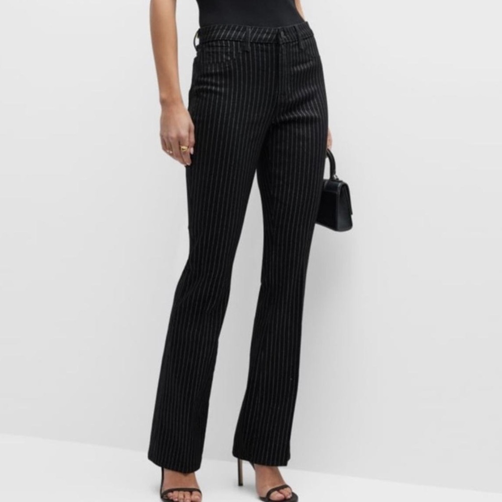 L'AGENCE Selma High Rise Sleek Baby Boot Trousers Black/Silver Glitter Stripe 25 - Picture 3 of 9